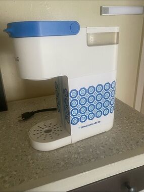 Jonathan Adler White and Blue Compact Single-Serve Brewer